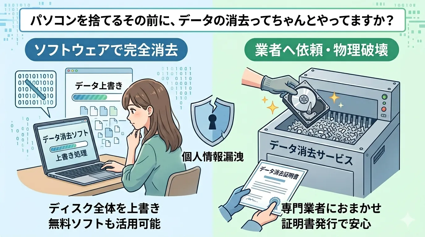 パソコンを捨てるとき、データの消去ってちゃんとやってますか？